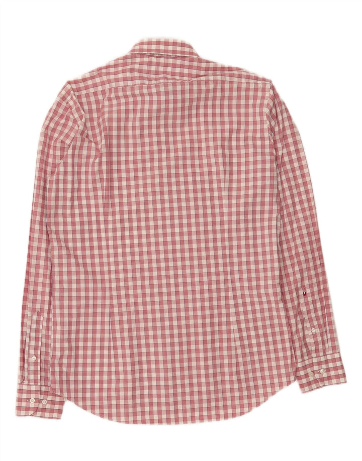 TOMMY HILFIGER Mens Fitted Shirt Size 40 15 3/4 Medium Pink Check Vintage Tommy Hilfiger and Second-Hand Tommy Hilfiger from Messina Hembry 