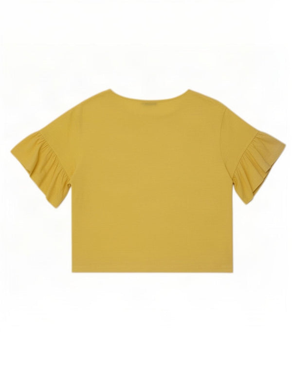 Tricou supradimensionat pentru femei Zara UK 10 Bumbac galben mic