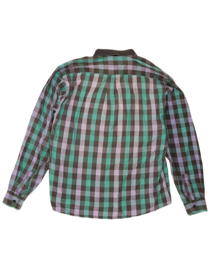 Cămașă Vintage pentru bărbați XL, bumbac vichy multicolor