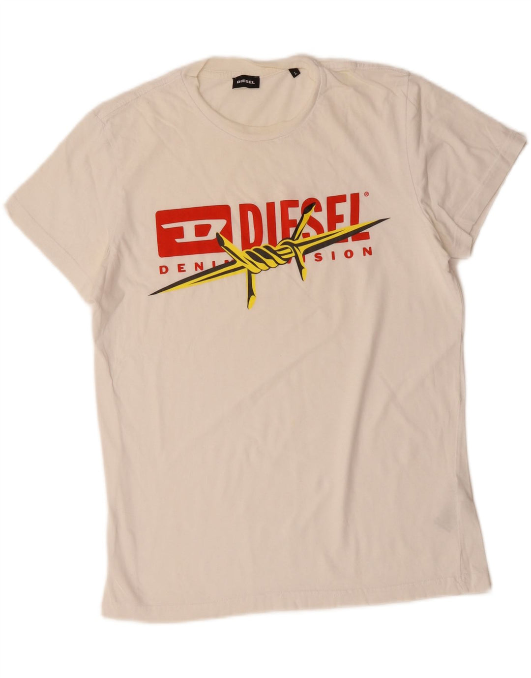 Tricou grafic pentru bărbați Diesel Top mare din bumbac alb