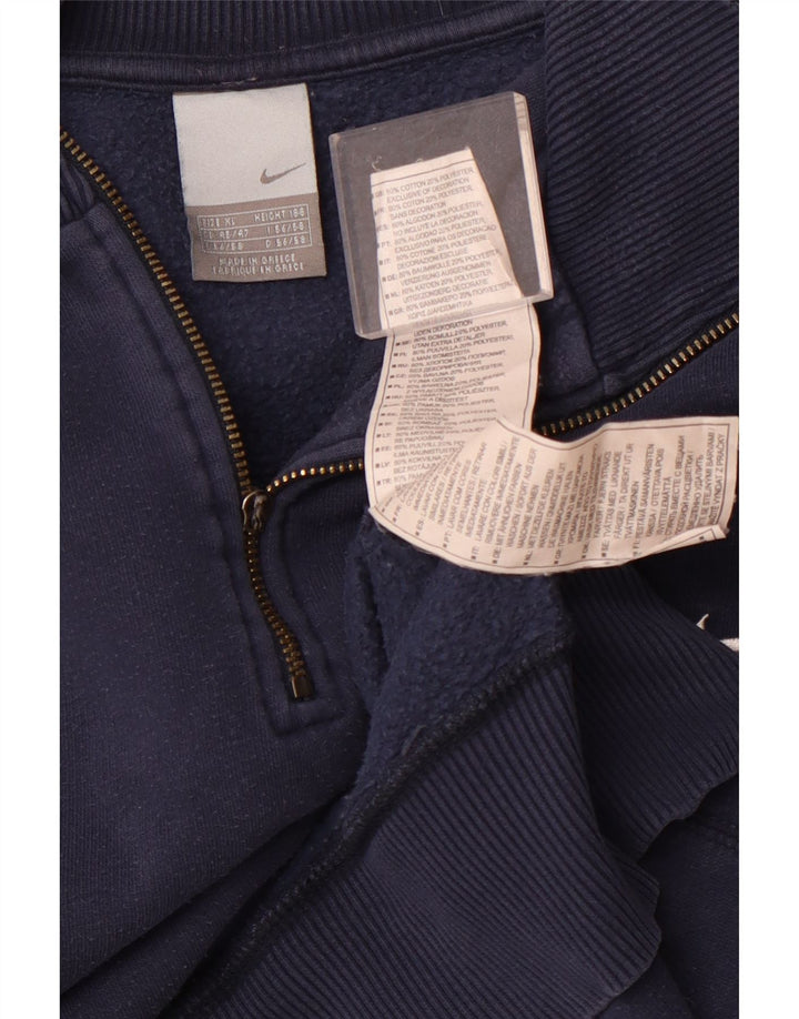 Pulover pentru bărbați NIKE, cu fermoar și gât, UK 45/47 XL, bumbac, albastru bleumarin