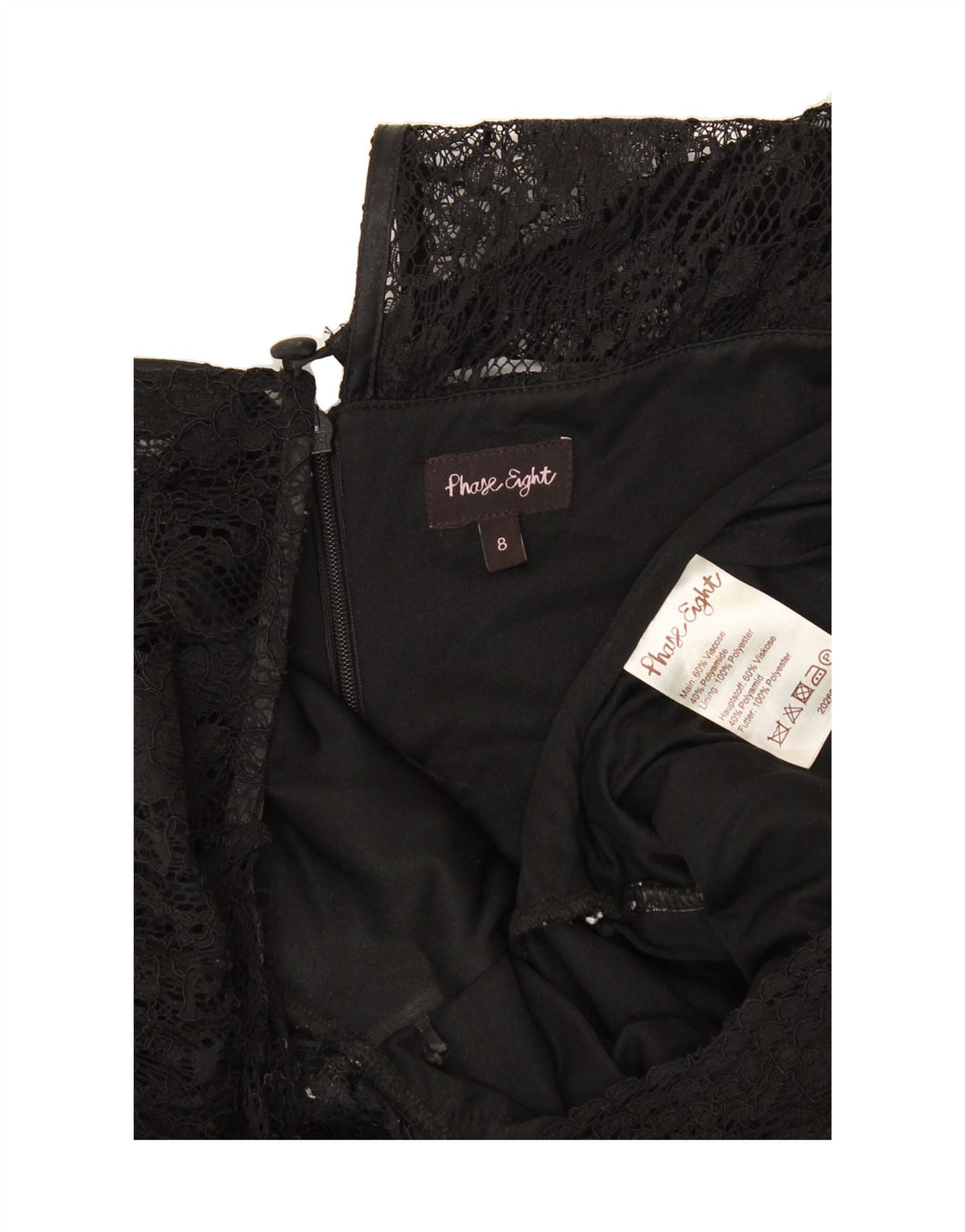 PHASE EIGHT Womens See Through Jumpsuit UK 8 Small Black Floral Viscose Vintage Phase Eight and Second-Hand Phase Eight from Messina Hembry 