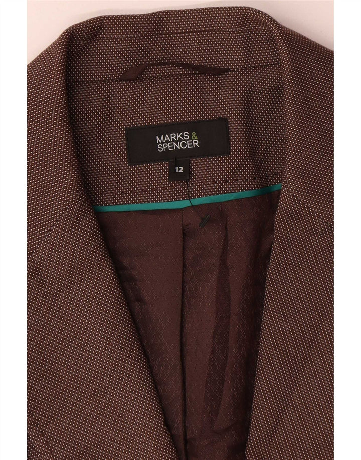 Jachetă pentru femei Marks & Spencer cu 1 buton, UK 12, maro mediu cu pete