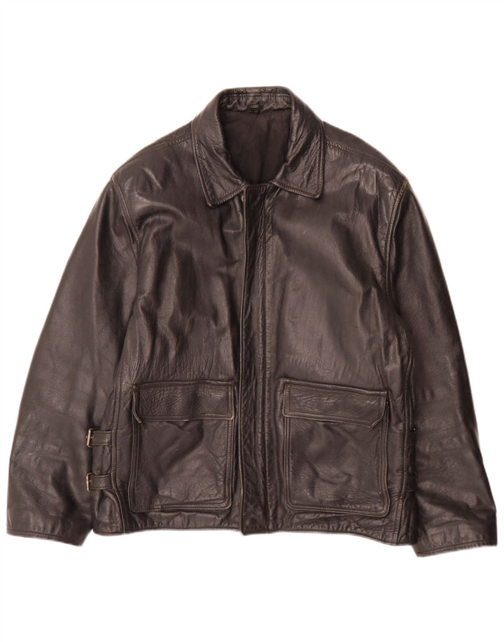 Geaca de piele vintage pentru barbati IT 48 Medium Black