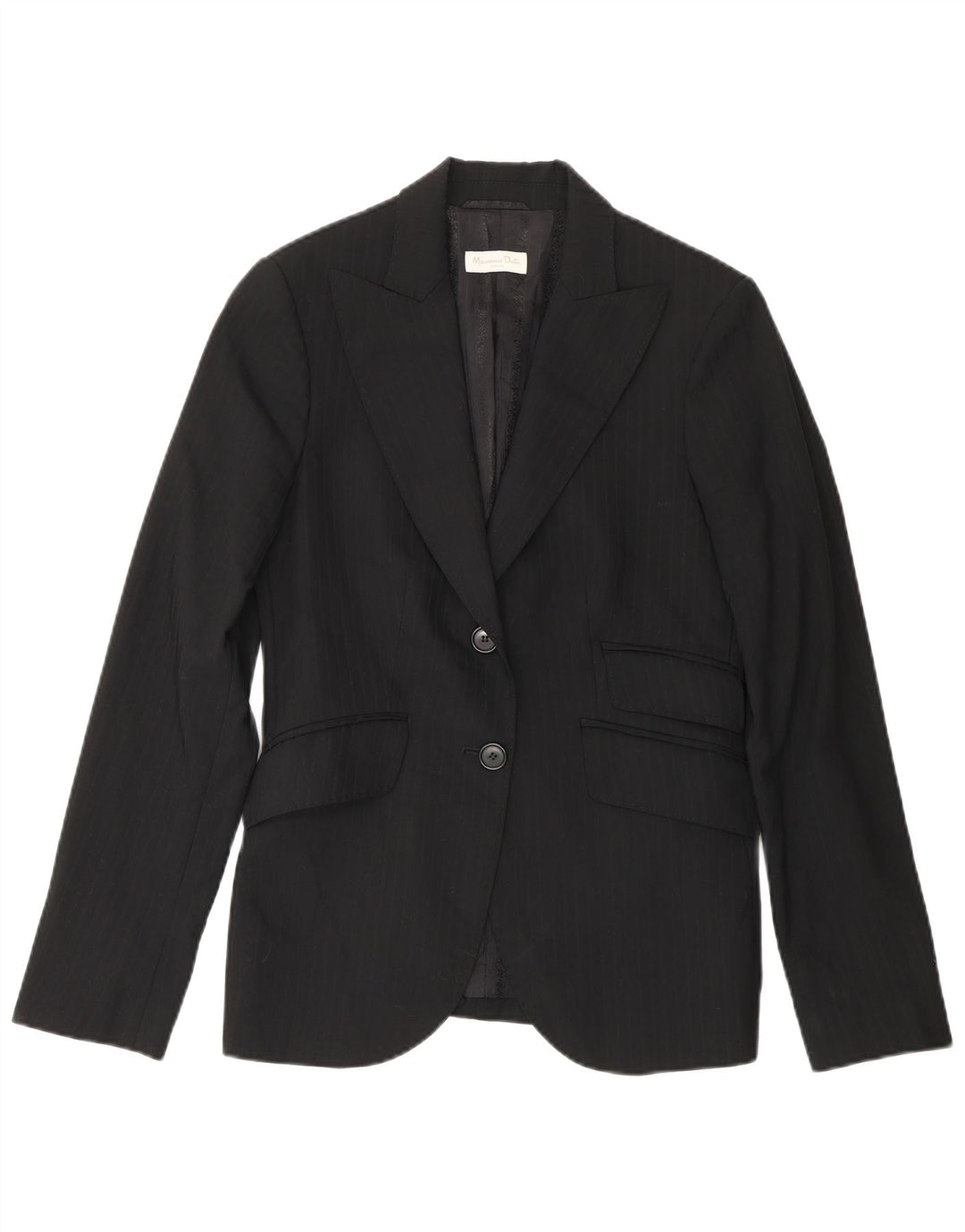 Massimo Dutti Jachetă Blazer pentru Femei cu 2 Nasturi EU 38 Mic Negru Pinstripe