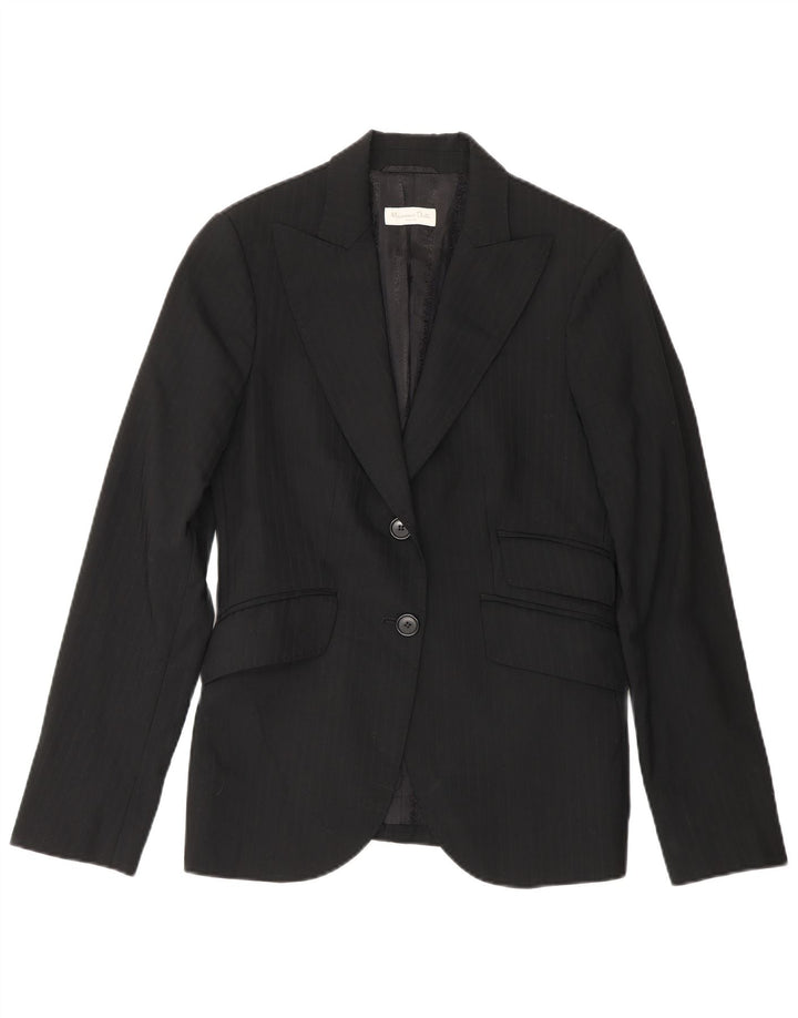 Massimo Dutti Jachetă Blazer pentru Femei cu 2 Nasturi EU 38 Mic Negru Pinstripe