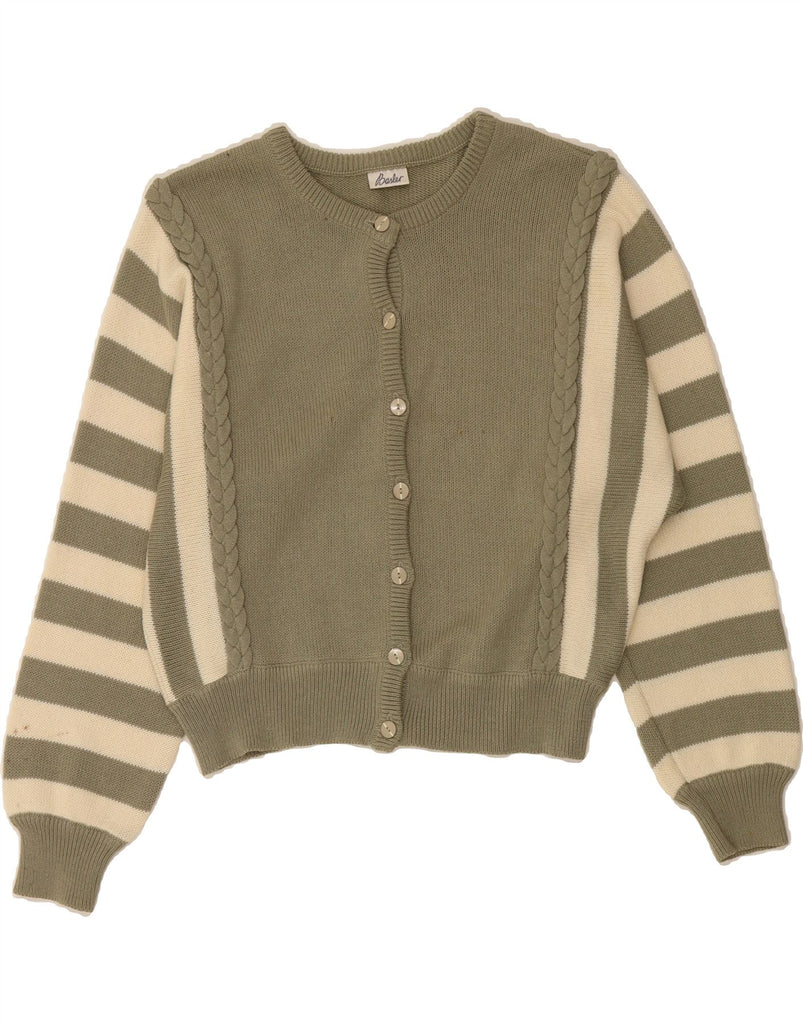 BASLER Womens Cardigan Sweater UK 18 XL Green Striped Wool Vintage Basler and Second-Hand Basler from Messina Hembry 