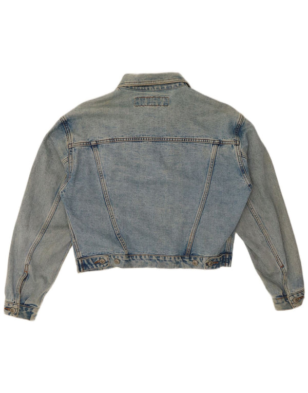 ONYX Womens Crop Denim Jacket UK 14 Medium Blue Cotton