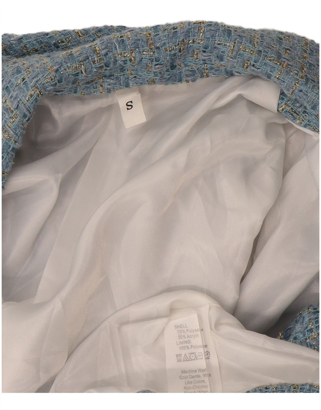 Jachetă vintage pentru femei la dublu piept UK 10 Small Blue Peteted