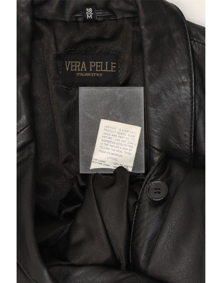 VINTAGE Womens Leather Jacket EU 38 Medium Black Leather Vintage Vintage and Second-Hand Vintage from Messina Hembry 
