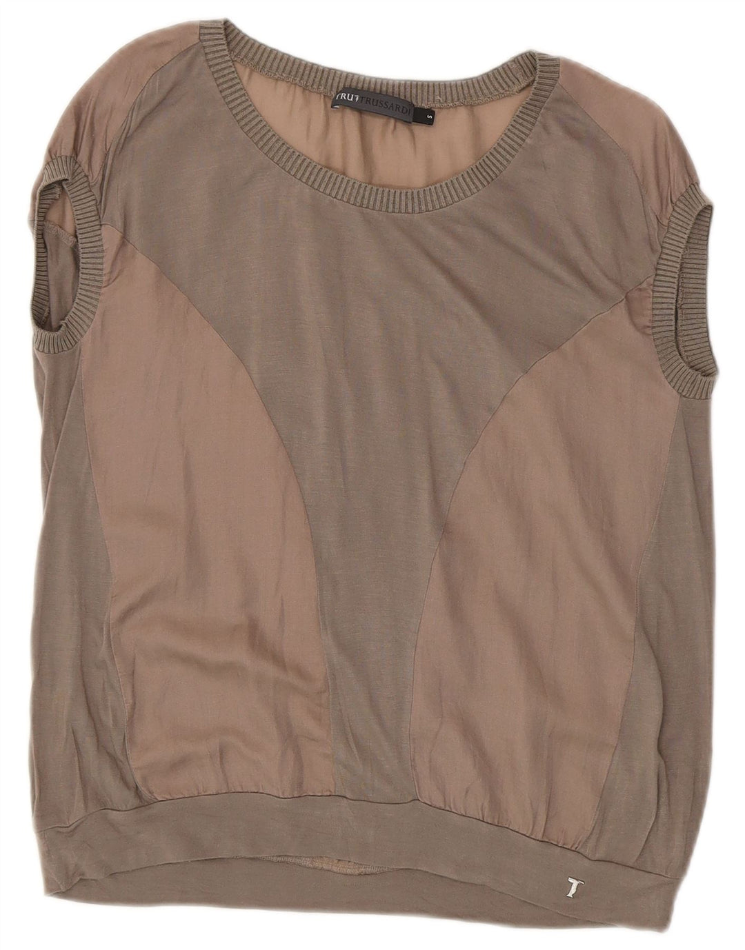 Trussardi Jeans Tricou pentru femei Top UK 10 Small Gri Colorblock