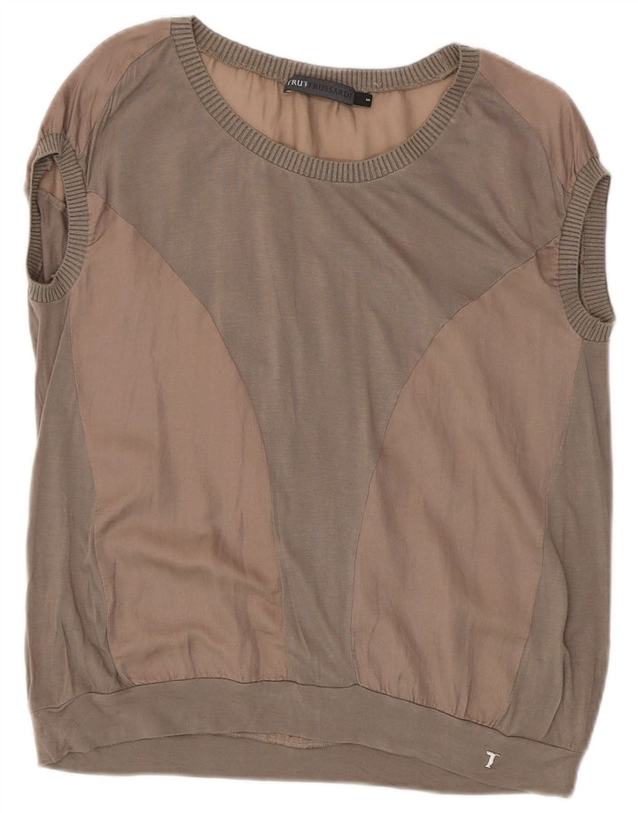 Trussardi Jeans Tricou pentru femei Top UK 10 Small Gri Colorblock