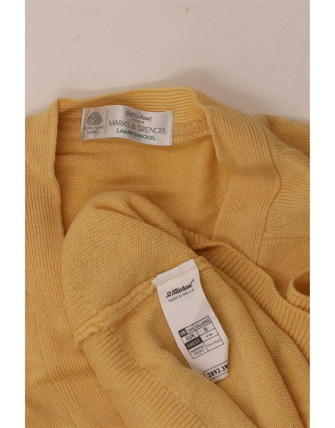 Pulover cardigan pentru bărbați Marks & Spencer XL Lână virgină galbenă
