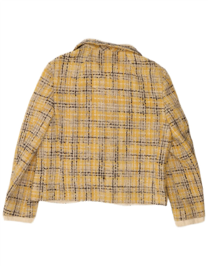 Jachetă Blazer Vintage pentru femei cu 6 nasturi UK 14 Medium Yellow Check