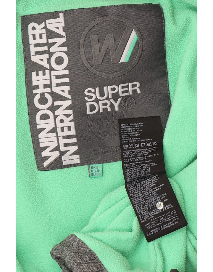 SUPERDRY pentru femei The Windcheater Graphic Windbreaker Jacket UK 8 Small Gri
