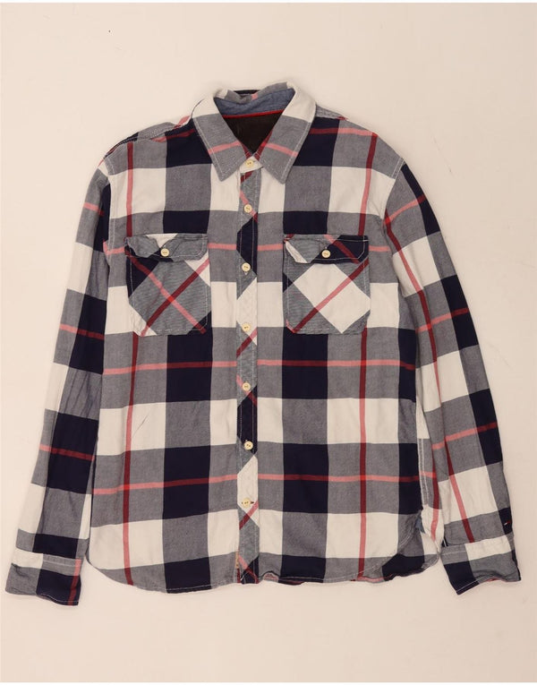 Cămașă de flanel pentru bărbați Tommy Hilfiger XL, bumbac cu carouri albastre