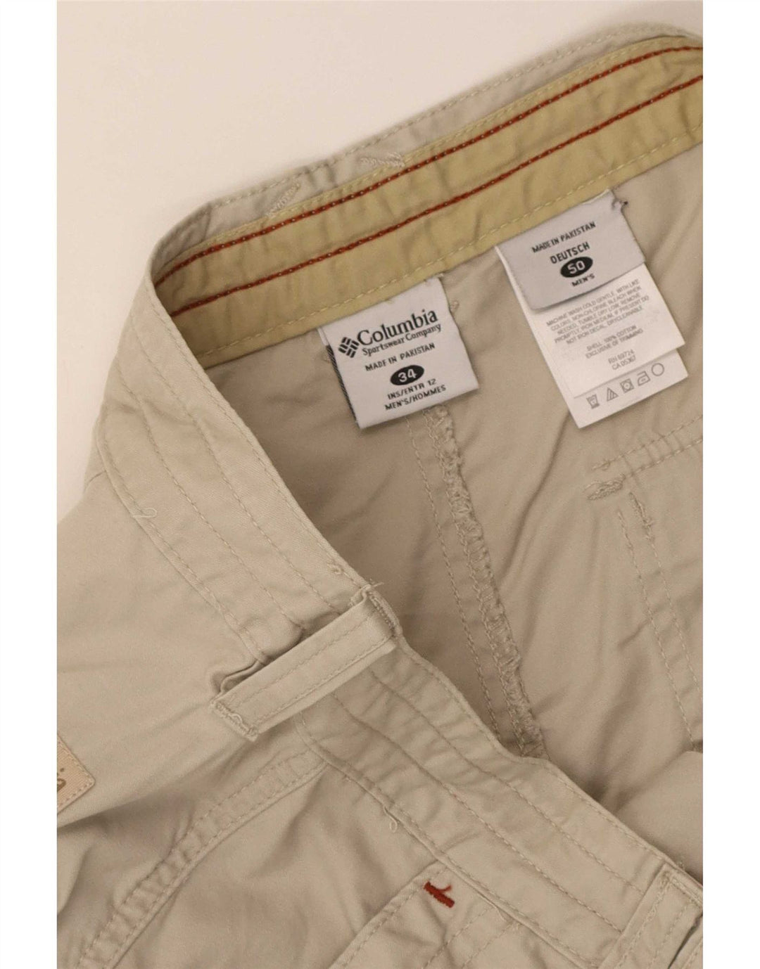 Pantaloni scurți cargo Columbia pentru bărbați W34, mari, bej, bumbac