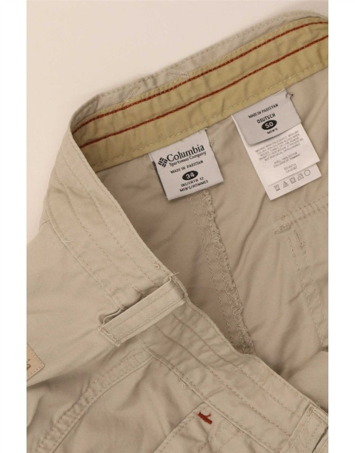 Pantaloni scurți cargo Columbia pentru bărbați W34, mari, bej, bumbac