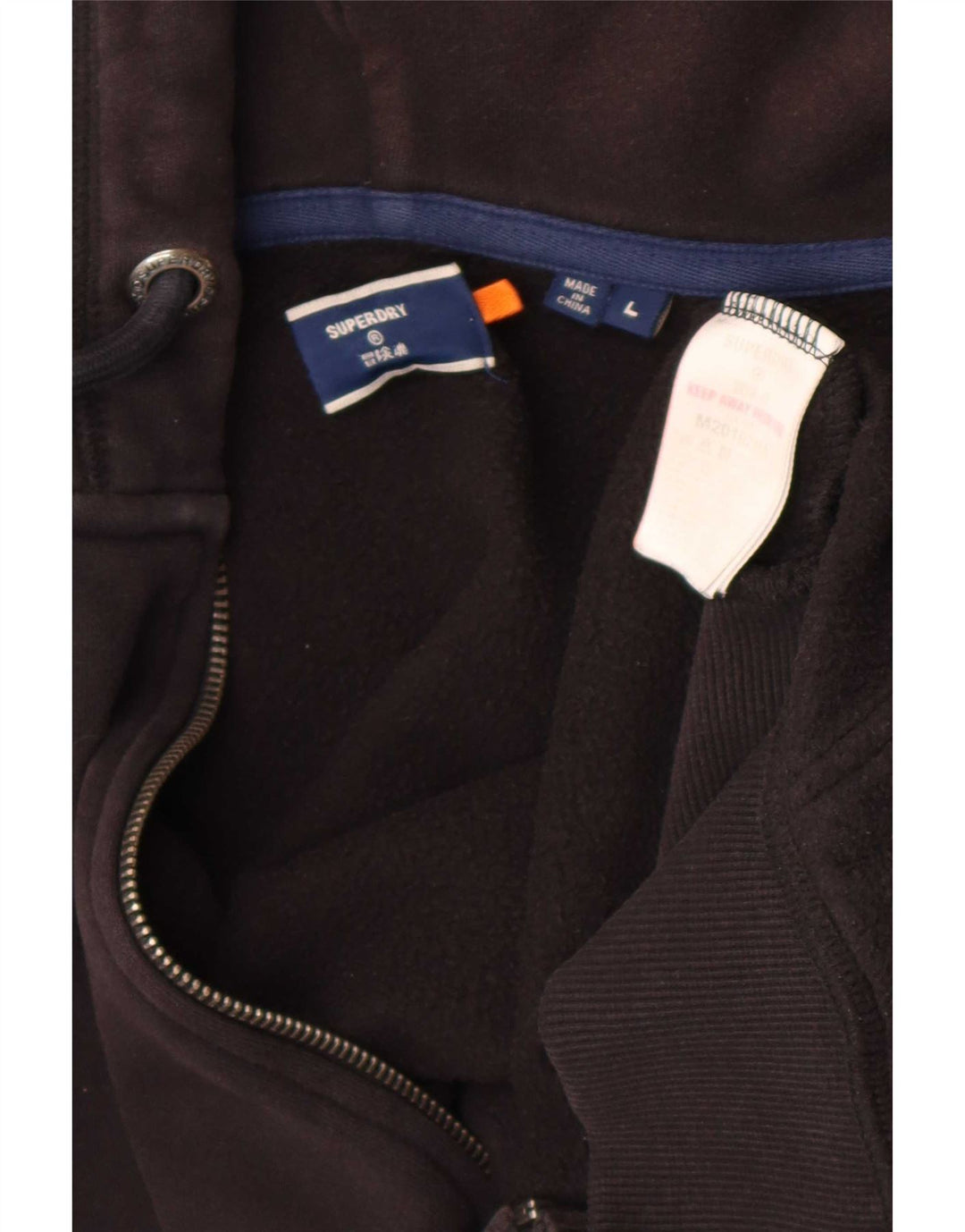 Pulover Superdry pentru bărbați, cu fermoar, bumbac mare, negru