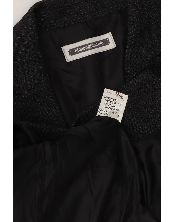 BIANCOGHIACCIO Jachetă Blazer Femei 1 Buton IT 46 Large Gri Pinstripe