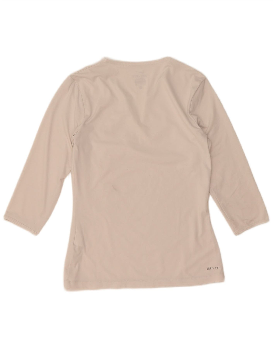 Nike Dri Fit Top mânecă 3/4 pentru femei UK 10 Poliester alb mic
