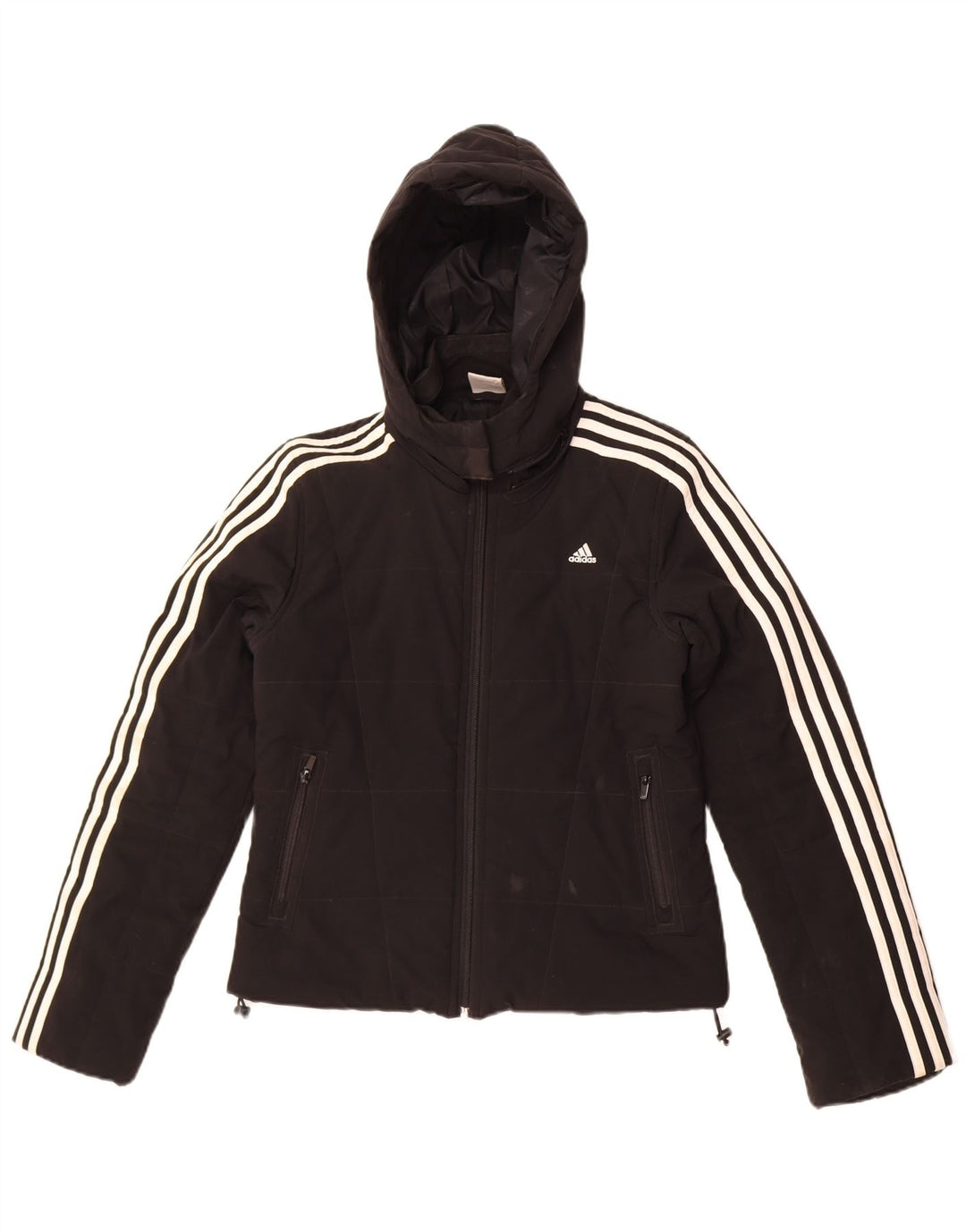 Jachetă căptușită cu glugă Adidas pentru femei UK 8 Poliester negru mic