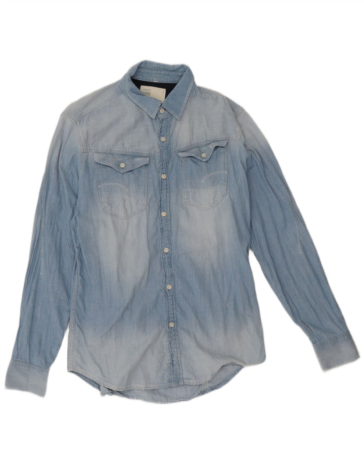 Cămașă G-Star pentru bărbați din denim, bumbac albastru mediu