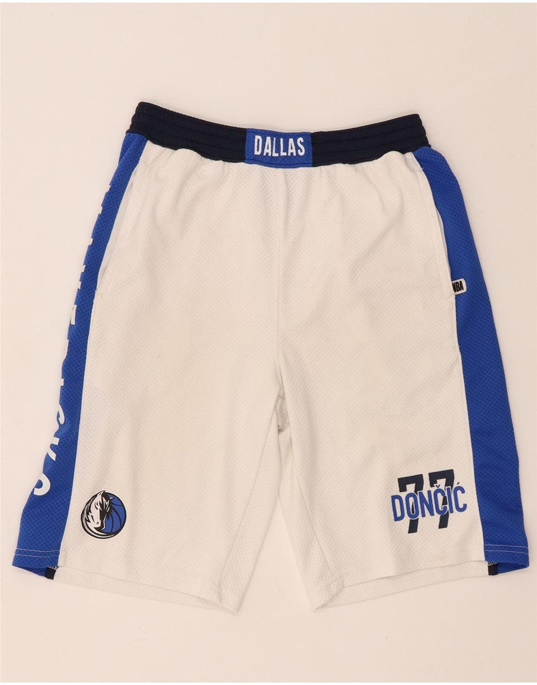 Pantaloni scurți sport NBA Dallas Mavericks pentru băieți 14-15 ani, mari, alb, color block