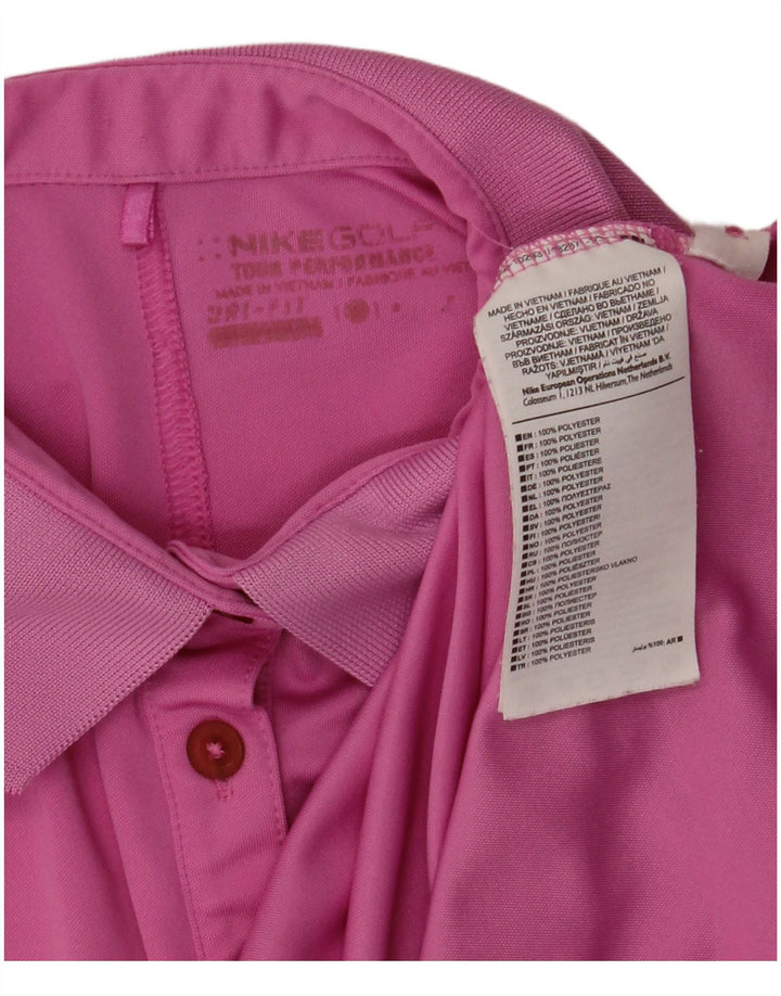 Tricou polo NIKE Dri Fit pentru femei UK 12 Poliester roz mediu