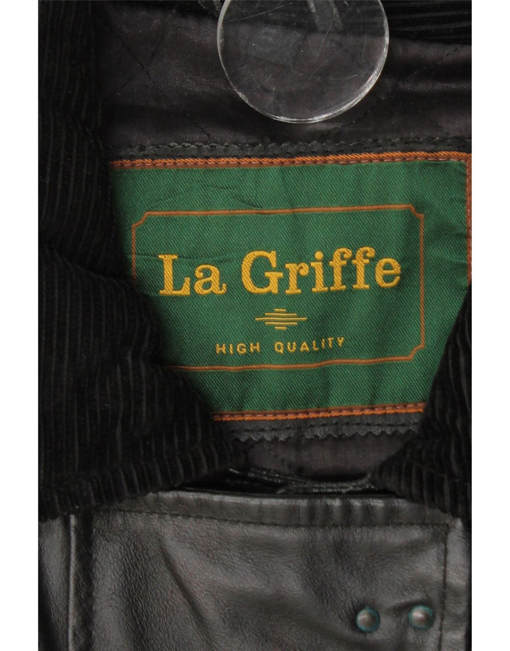 Palton din piele pentru femei La Griffe IT 54 3XL din piele neagră