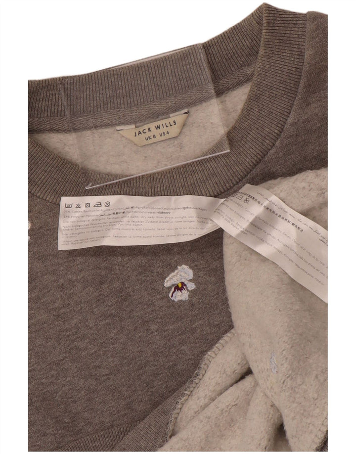 JACK WILLS Pulover supradimensionat pentru femei UK 8 Small Gri Floral