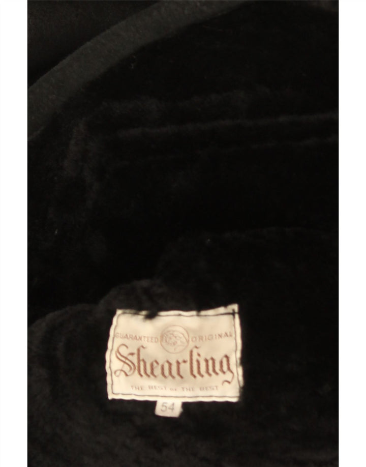 Jachetă vintage pentru bărbați din shearling IT 54 2XL negru din shearling