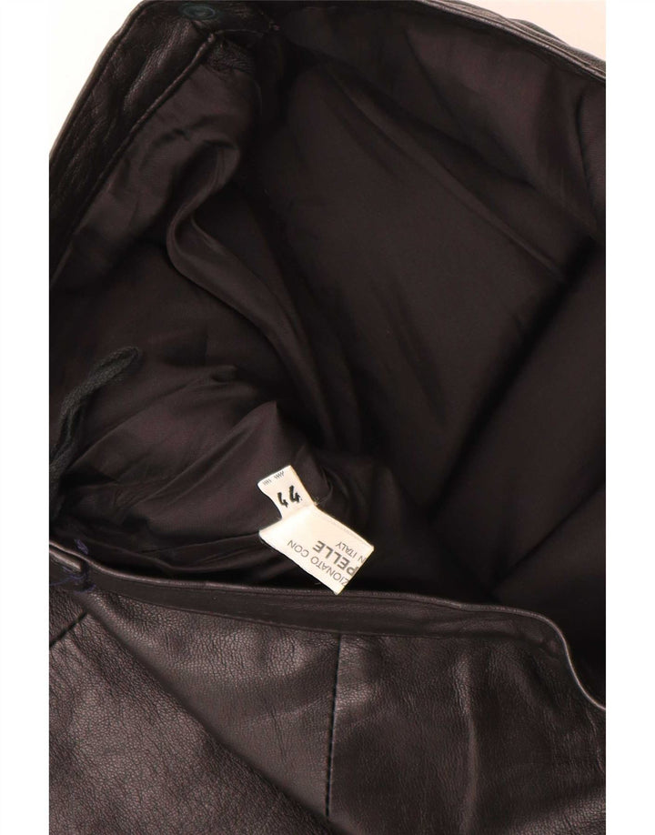 Fusta din piele vintage pentru femei IT 44 Medium W28 Negru