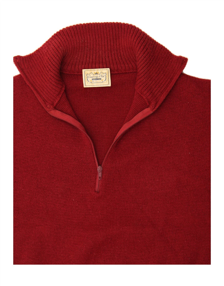 VINTAGE Mens Zip Neck Jumper Sweater 2XL Red Vintage Vintage and Second-Hand Vintage from Messina Hembry 