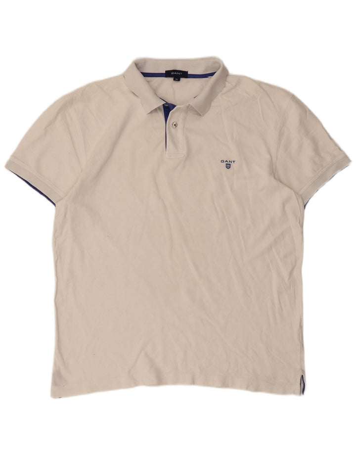 Tricou polo pentru bărbați Gant 2XL, bumbac alb, clasic