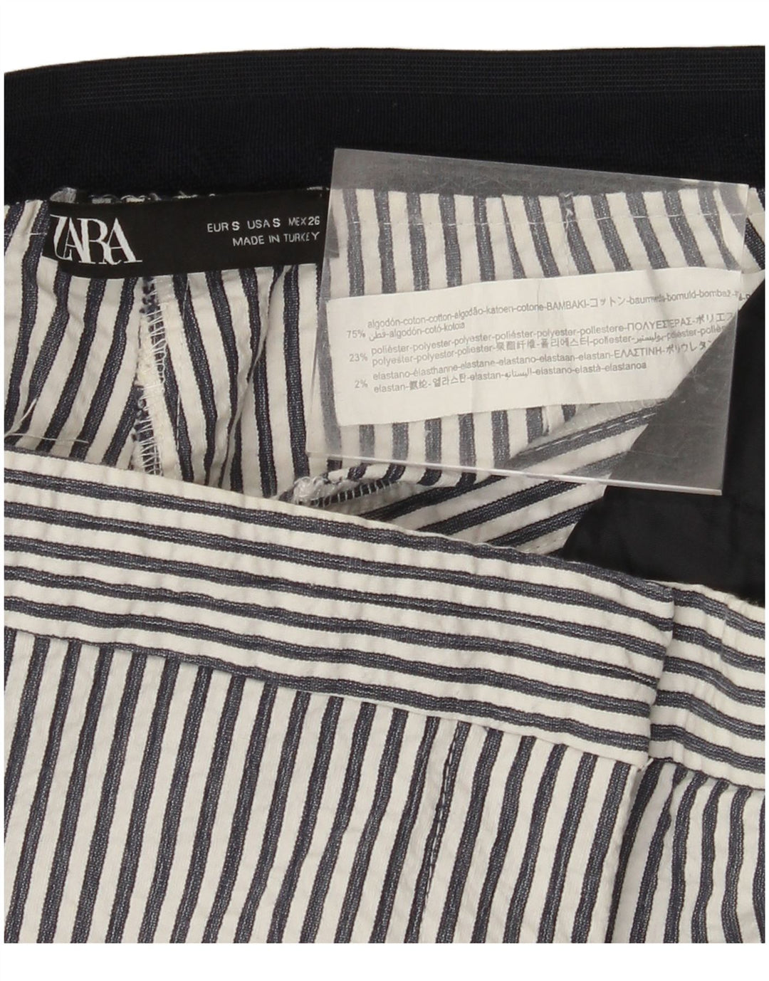 Pantaloni chino slim pentru femei ZARA Mici L26 L27 Bumbac cu dungi albe