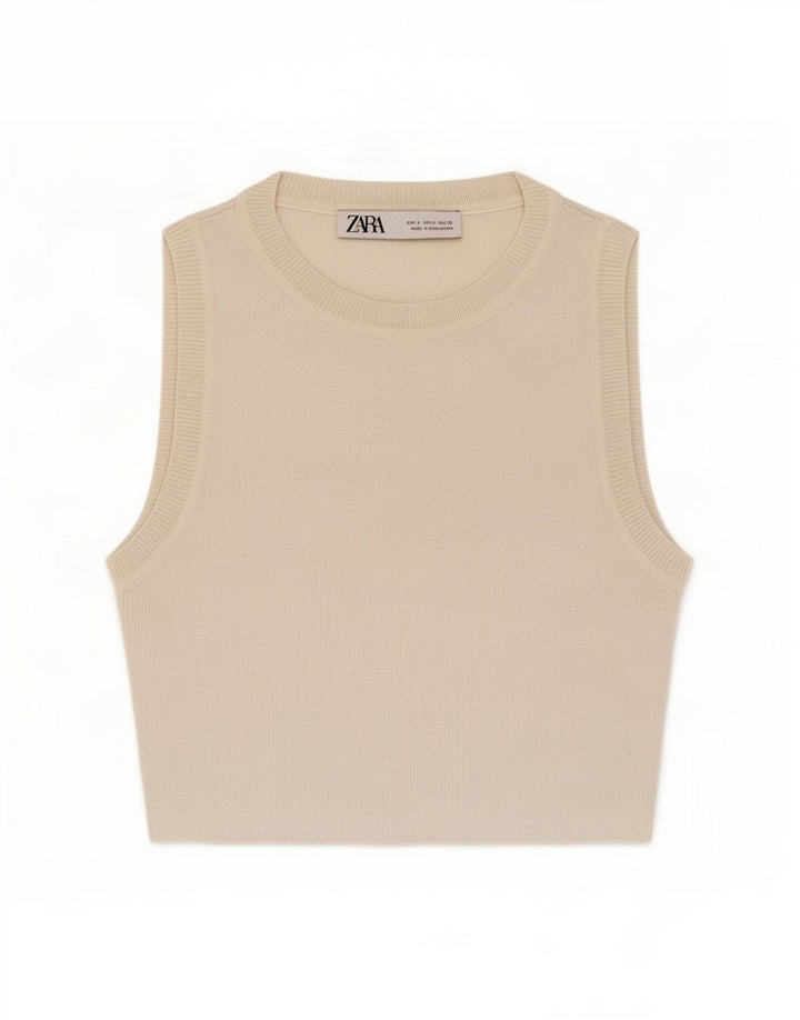 Crop Top pentru femei Zara UK 8 Small White Viscose