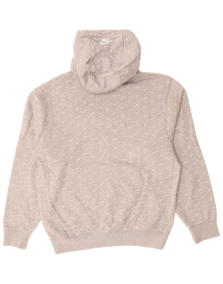 NIKE Mens Graphic Hoodie Jumper Small Grey Spotted Cotton