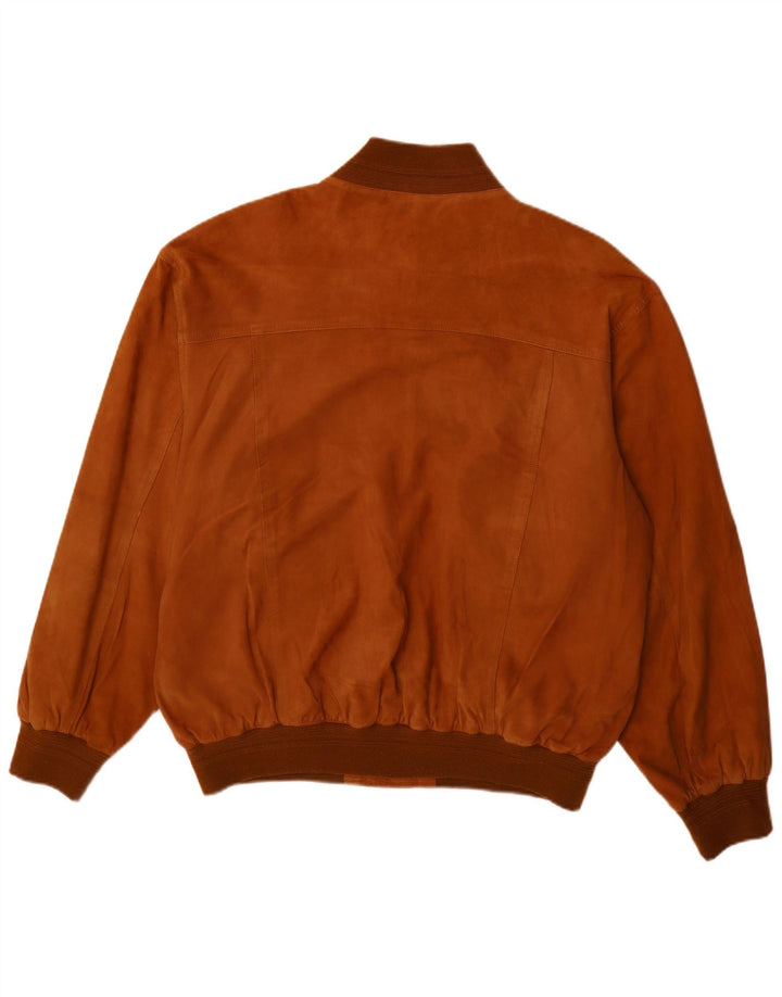 Jachetă Bomber Vintage pentru bărbați din piele intoarsa IT 56 3XL din piele maro