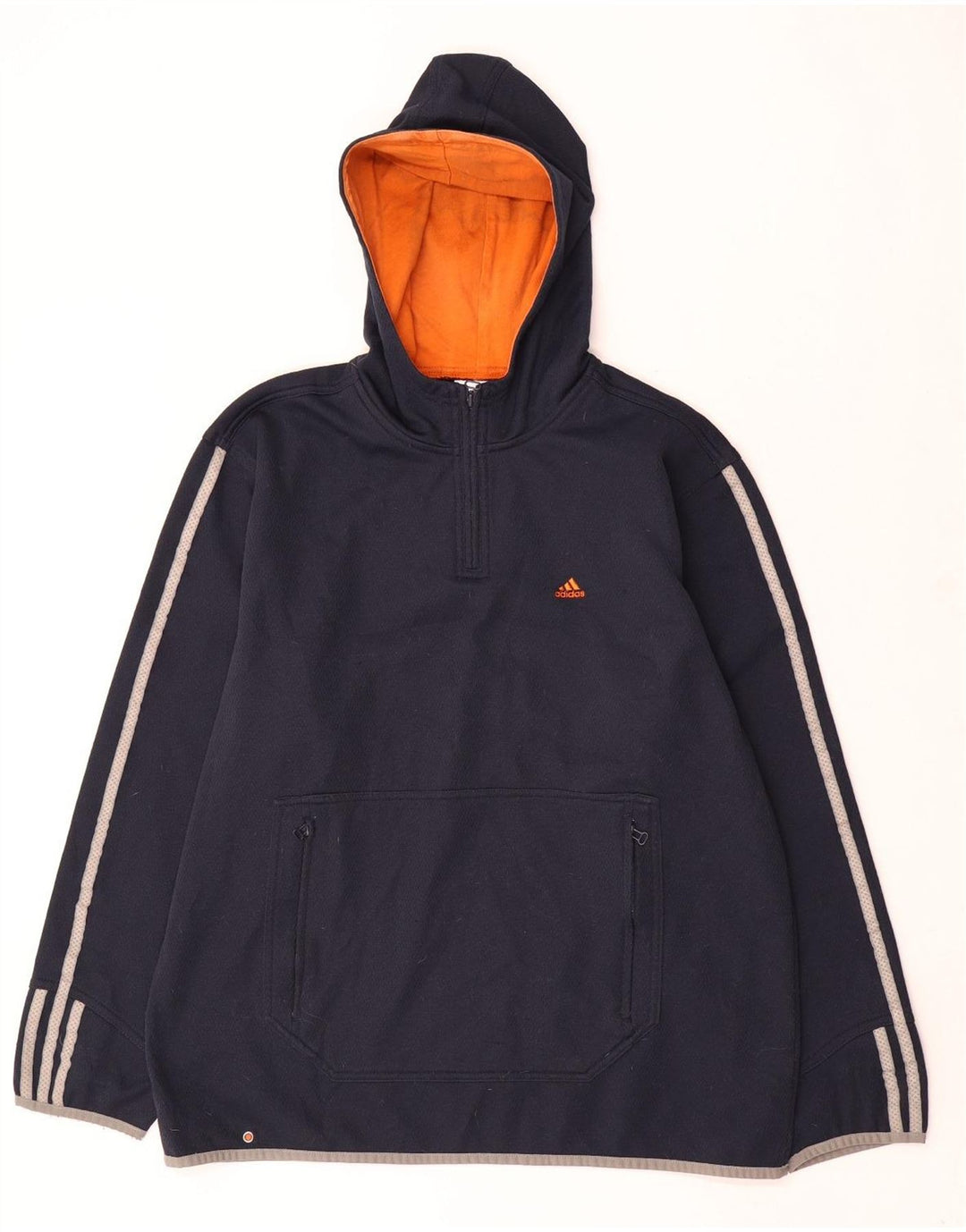 Pulover pentru bărbați Adidas, cu fermoar și gât, poliester, albastru, mediu