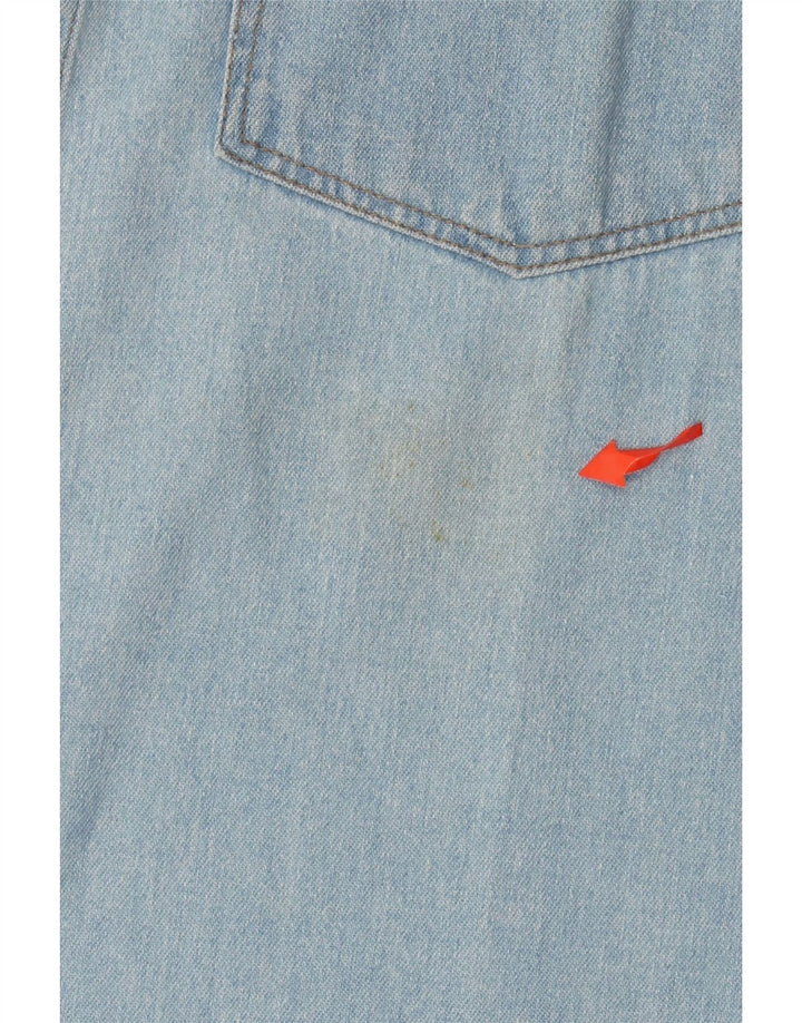 Cămașă de denim vintage pentru bărbați, bumbac albastru mediu