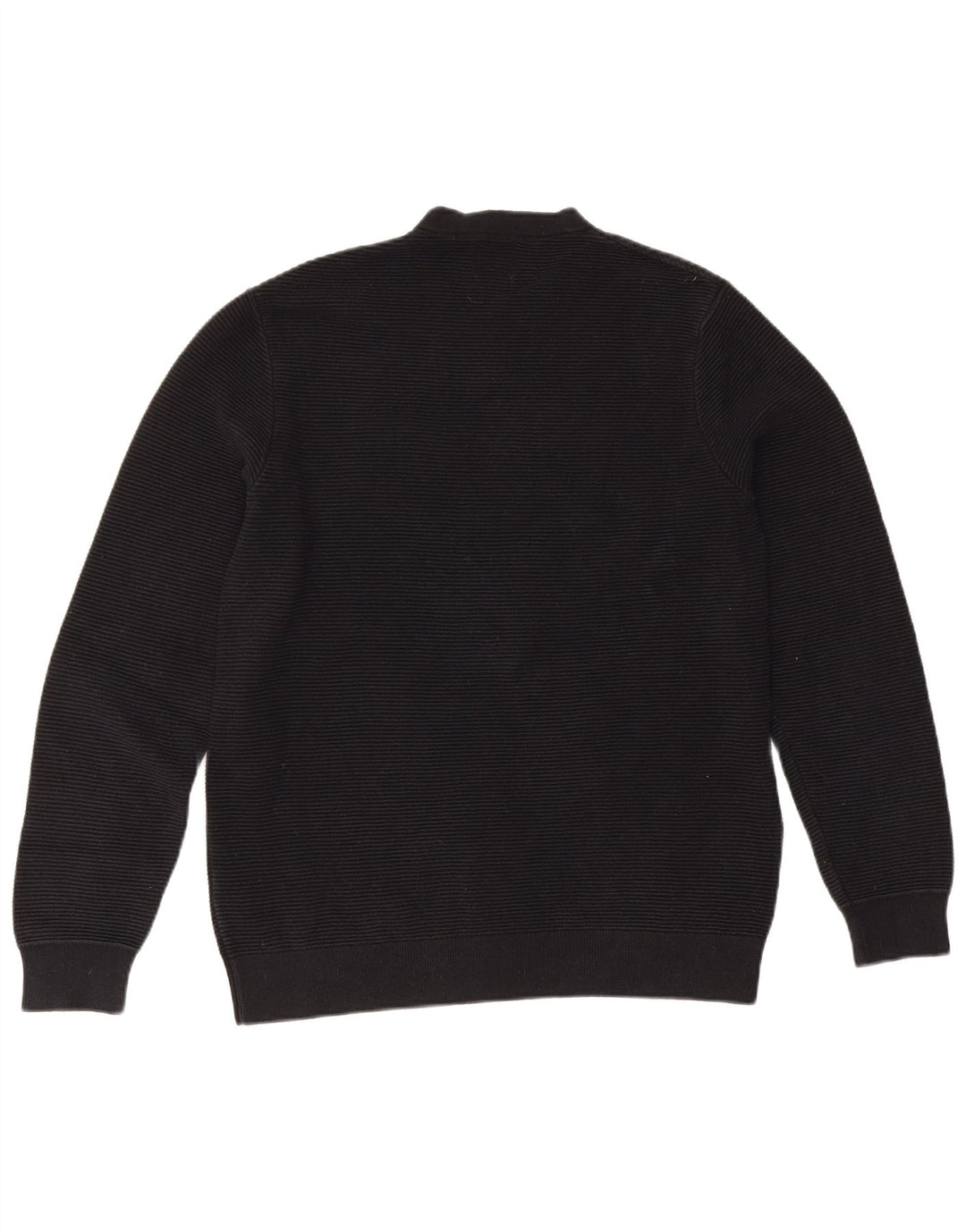 Pulover pentru bărbați Zara, cu gât roșu, bumbac mediu negru