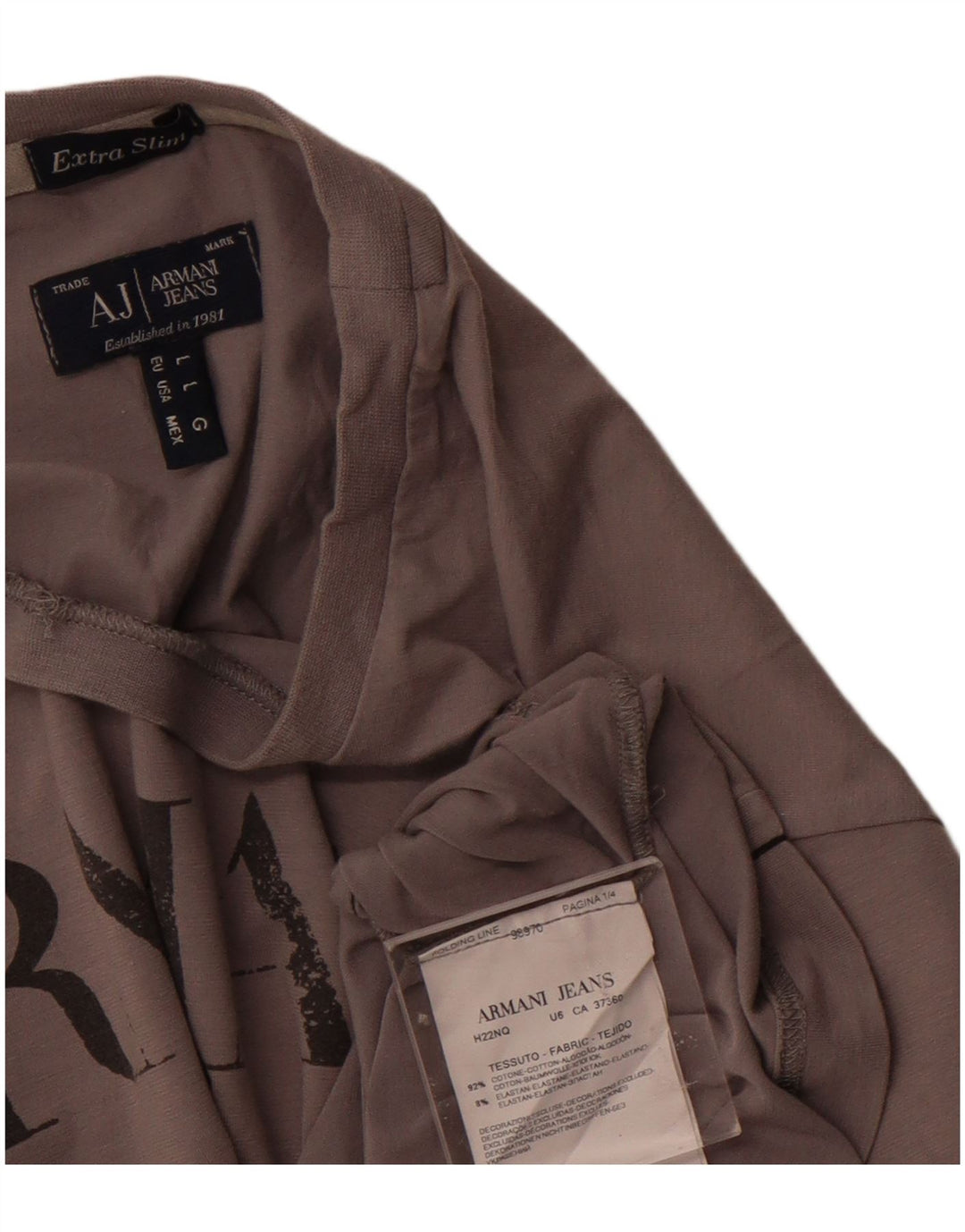 Armani Jeans Bărbați Extra Subțire Tricou Grafic Top Mare Bumbac Gri