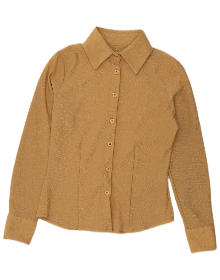 Cămașă vintage pentru femei UK 10 Small Gold Poliester