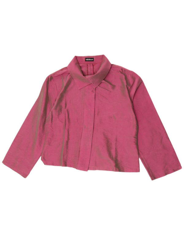 Bluză vintage pentru femei, cămașă cu mâneci 3/4, UK 18 XL, mov, mătase