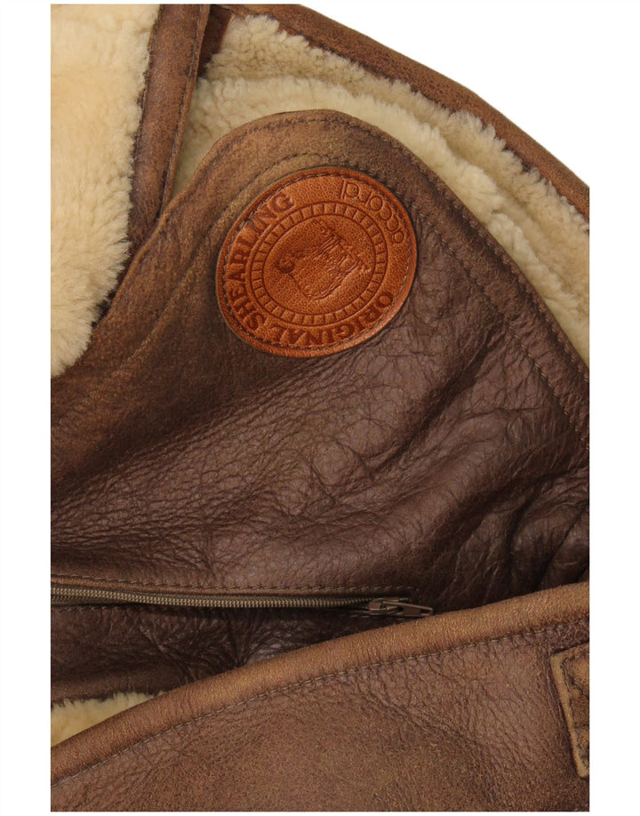Jachetă vintage pentru bărbați din shearling UK 42 XL maro din shearling