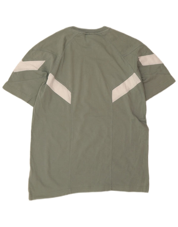 Adidas Mens T-Shirt Top Medium Green Colourblock Cotton