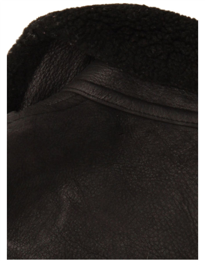 Jachetă vintage pentru bărbați din shearling UK 42 XL negru