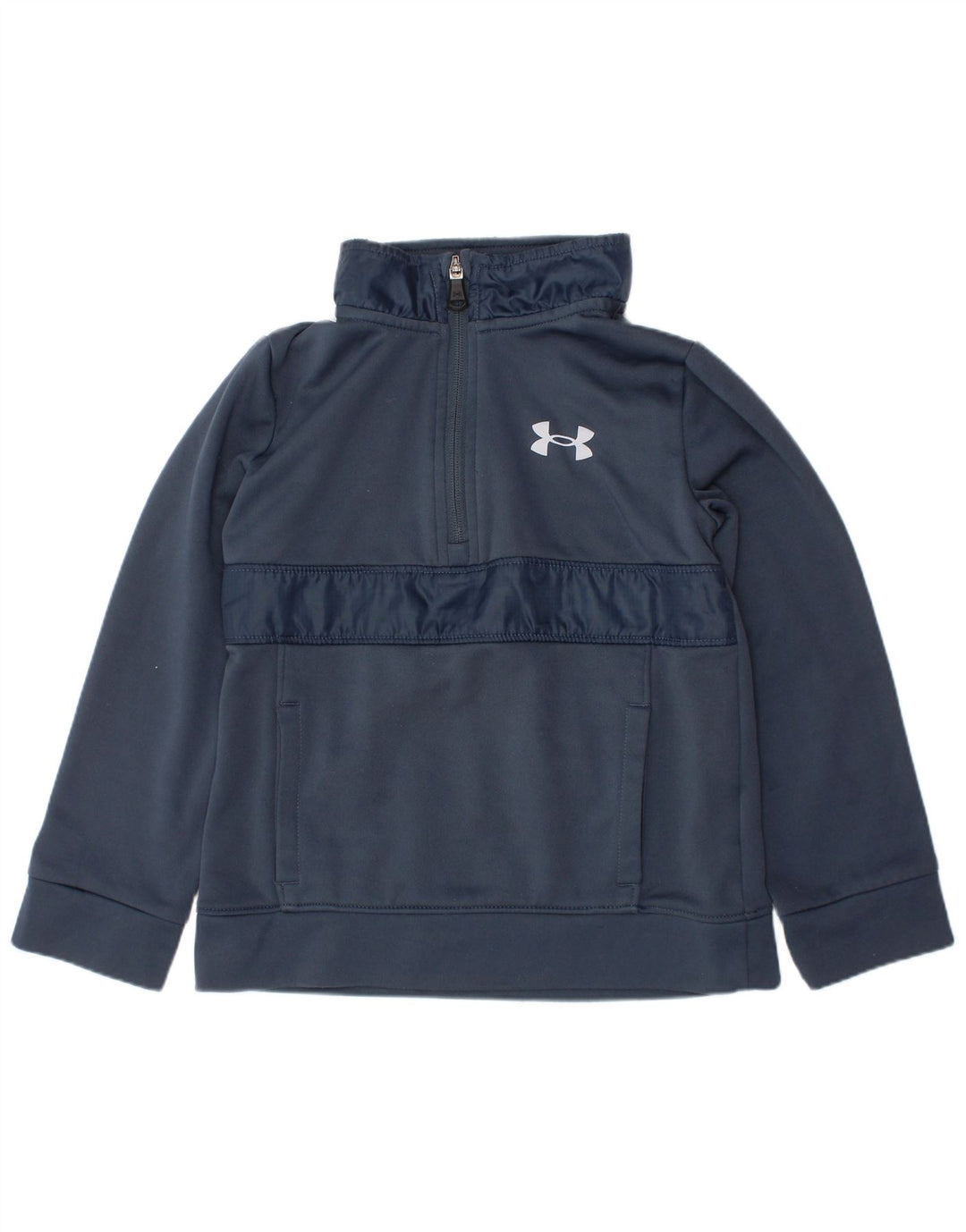 Pulover pentru băieți UNDER ARMOUR, cu fermoar, cu gât, 5-6 ani, poliester bleumarin