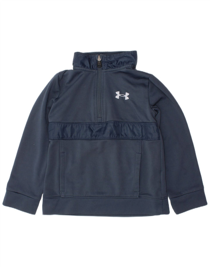 Pulover pentru băieți UNDER ARMOUR, cu fermoar, cu gât, 5-6 ani, poliester bleumarin
